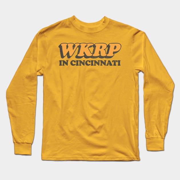 WKRP In Cincinnati Vintage-Style Faded Tribute Logo Long Sleeve T-Shirt by DankFutura